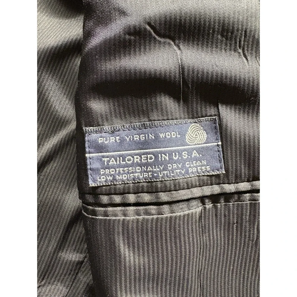 Austin Reed Blazer Suit Jacket 2 Btn Wool Gray Windowpane Plaid Tailored 44R